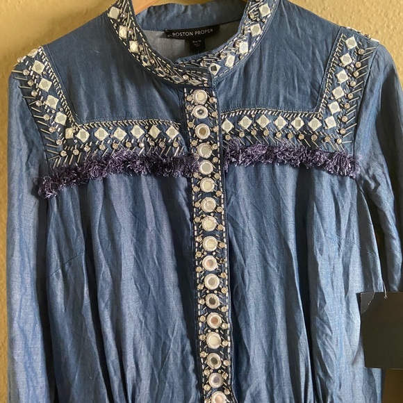 Boston Proper NWT Chambray Dress SZ 10 - Picture 3 of 12